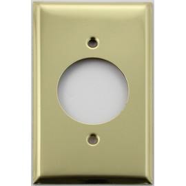 Stamped Polished Brass 1 Single Gang Wall Plate - 20 Amp Locking Outlet 1 5/8" Opening