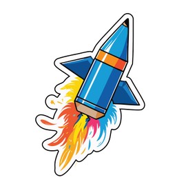 Rocket Ship Sticker Decal, Colorful Rainbow Trail Design, Decorative Vinyl Art,StickersGraphic - Auto, Wall, Laptop, Cell, Truck Sticker for Windows, Cars, Trucks