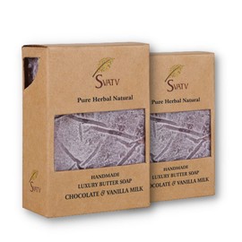SVATV Handcrafted Soap with Chocdehyde & Vanilla | Soothing Herbs | Moisturised Skin - Traditional Ayurvedic Herbal Body Soap Bars for Men & Women, All Skin Types 125 g x 2 Bars