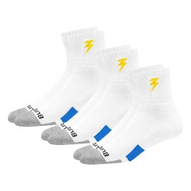 BLITZSOX Unisex Tennis Socks with Hi-Tech Performance Max Cushion, Moisture Wicking, White Quarter Length Tennis Socks for Men & Women, Pack of 3 (UK 3-5)
