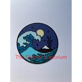 The Sticker Emporium Ocean Wave Mountain Moon Sticker ~ Surfing Hiking Kayaking Surf ~ Vinyl Decal