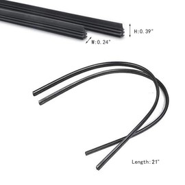 Yahpetes Car Wiper Blade 2 Pcs Windshield Wiper Rubber Strip 21" Car Vehicle Insert Rubber Strip Wiper Blade Natural Rubber Boneless Wiper For Car Bus Black (21")