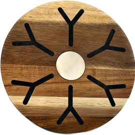 Kubuni Design Kubuni Design Magnetic Round Trivet - Acacia Wood with Dark Finish & Silicone Strips. Heat-Resistant Hot Pad for Pots and Pans - Elevate Your Culinary Style and Safeguard Your Countertops!