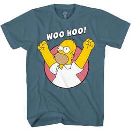 The Simpsons Homer Woo Hoo! Mens Adult T-Shirt(SM, Slate Grey)