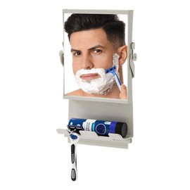 APLOP Shower Mirror Fogless for Shaving, 1X/3X Magnification, Warm Grey – Anti-Fog Shaving Mirror with Razor Holders and Squeegee, Easy Installation, Rust-Resistant Design