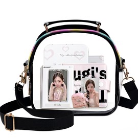 Aesthetic Clear Kpop Concert Bag, Stadium Approved Crossbody Bag with Adjustable Strap Game Day Kpop Merch Gifts Stan (Black)