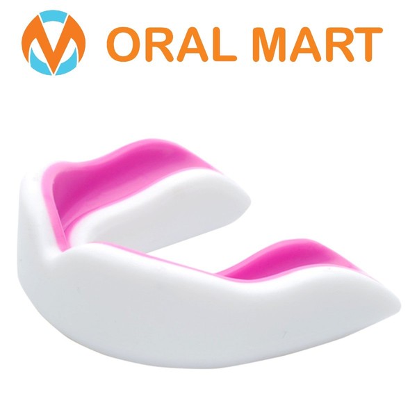 Oral Mart White/Pink Youth Mouth Guard for Kids - Youth Mouthguard for Karate, Flag Football, Martial Arts, Taekwondo, Boxing, Football, Rugby, BJJ, Muay Thai, Soccer, Hockey (with Free Case)