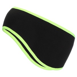 PATIKIL Ear Warmer Headband, Polar Fleece Ear Warmer Winter Stretchy Running Sweatband Outdoor Essential for Running Jogging Walking Skiing, Black with Fluorescent Green