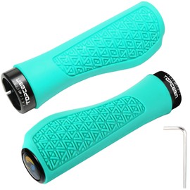 TOPCABIN Bicycles Handlebar Grips, Aluminum Lock-on Ergonomic Bike Grips, Cushion Vibrations Comfort Bike Handlebar Grips, Mountain MTB BMX Bicycles Grips for Scooter (Rubber(Green))