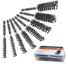 ASNOMY 8Pcs Wire Bore Brush for Drill,5/16"-3/4” Stainless Steel Copper Pipe Cleaner Set for Power Drill Cleaning,Abrasive Drill Wire Brush with 1/4" Hex Shank