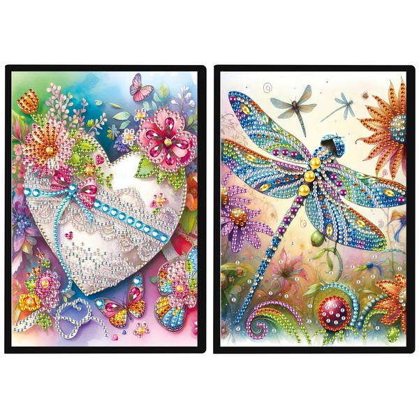 DCIDBEI A5 Diamond Painting Notebook Set of 2 Heart Dragonfly