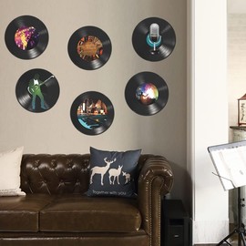 WrtmyR 6 Pack Blank Vinyl Records Decor, 11" Wall Collage Kit Aesthetic Pictures, CD Album Cover Posters Bedroom Decor for Teens Boys Girls, Rock and Roll Music Party Decorations