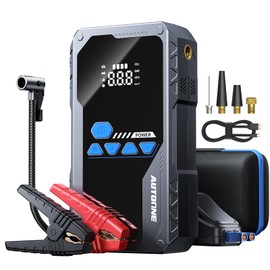 AUTOONE 5000A Jump Starter with Air Compressor (All Gas/10L Diesel), 150PSI Car Battery Jumper Starter Portable, Jump Box Tire Inflator with LED Flashlight, LCD Display, Storage Case