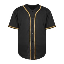 MESOSPERO Blank Baseball Jersey for Men, Button Down Plain Short Sleeve Hipster Hip Hop T Shirts White Black Red Yellow Orange Grey Blue(an Dark Grey,X-Large)