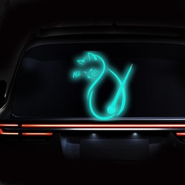 Iprokiu High Intensity Reflective Cat Rear Window Wiper Sticker Waterproof Windshield Wiper Decal Cat Moving Tail Waving Wiper Sticker for SUV Cat Decal for Car Decor (Mint Green)