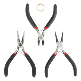 Set of 4 Jewellery Pliers, Pliers Set, Mini Pliers Set - Needle-Nose Pliers, Side Cutters, Round Pliers and Eyelet Opener, for Wire Work, Jewellery Making, DIY Crafts