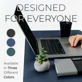 Nordik By Design Nordik Felt and Leather Desk Mat Non-Slip - Blue - 35 X 17 Inch - Felt and Vegan Leather Desk Pad - Document Organizers - Desk Blotter and Desktop Mat - Desk Protector Laptop Desk Matt for Desktop