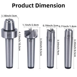 8milelake 4 Pack MT2 Wood Lathe Live Center Set Drive Spur Cup MT2 Arbor for Woodworking