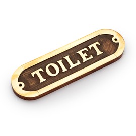 NKlaus Toilet Door Sign Brass / Wood Toilet Sign 16 x 5 cm Toilet Decoration Signs 11766