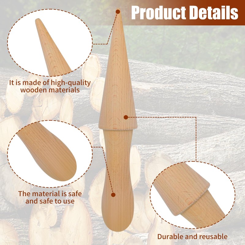 Ooyhool 2Pcs Ice Cream Cone Molds, Reusable wooden Cream Horn