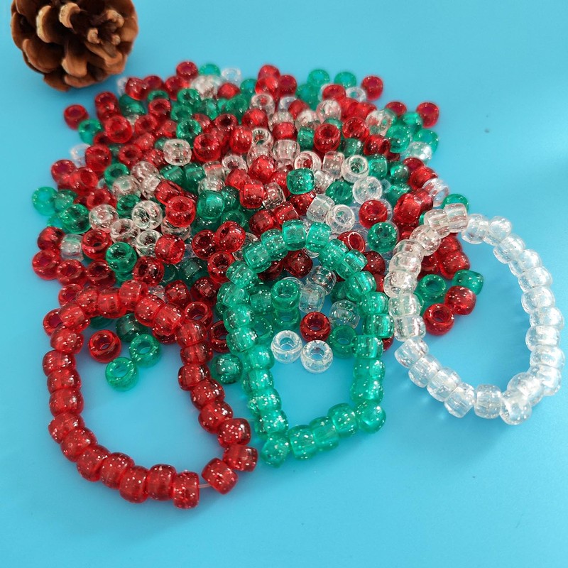 Gxadwzy Pony Beads 6 x 9 mm Glitter with Large