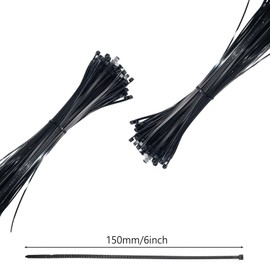 100 Pack Cable Zip Ties, Black Wire Ties Assorted Sizes for Cable Cords, and Wire Management (100, 6 Inch)
