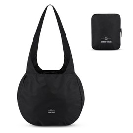 Johnny Urban Lee Foldable Shopping Bag, Reusable Carry Bag for Shopping, Travel, Camping, Travel, Lockable with Drawstring and Inner Pocket, Lightweight and Sustainable, black