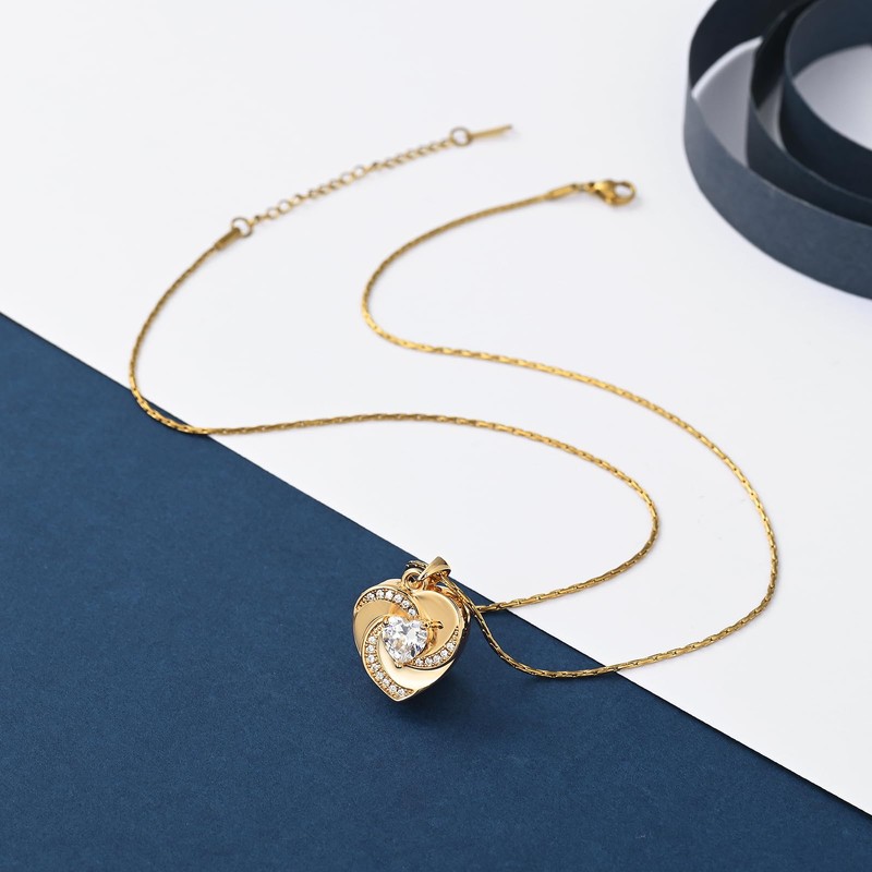 constantlife Heart Crystal Pendant Urn Necklace for Women Memorial Cremation