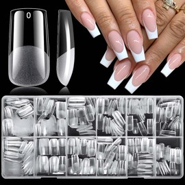 LoveOurHome 360pc Medium Square Nail Tips Clear Fake Nails Square Soft Gel Nail Tips Full Cover Acrylic Nails Clear Press on Nails Medium 15 Sizes Fingernails for Gel Nails Extension
