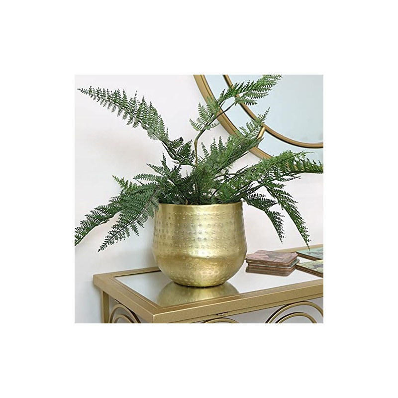 Melody Maison Small Round Gold Patterned Planter