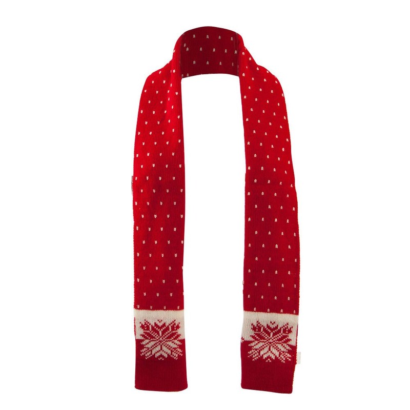 Large Snowflake Designed Scarf - Red OSFM