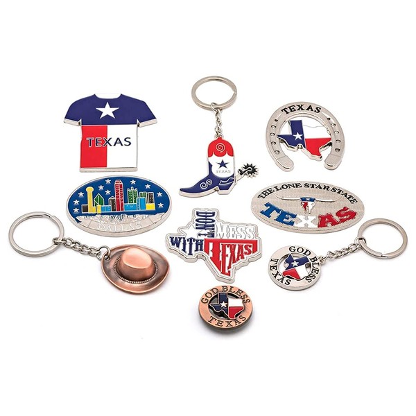 Lamatar1 Texan Charm: 9-Piece Souvenir Magnet & Keychain Set -