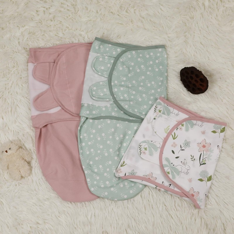Baby Swaddle Sleep Sacks 3-Pack, Newborn Organic Cotton Swaddle Wraps