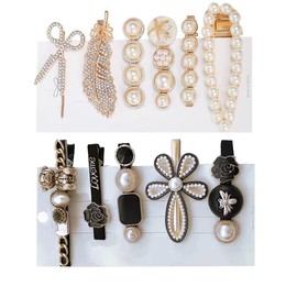 11 Pearl Hair Clips Fashion Korean Style Acrylic Hair Clips for Ladies/Black & White Hair Accessories & Ladies & Girls Headwear Styling Tools, Gifts for Ladies & Girls