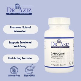 Dr Aziz GABA Calm – Stress Relief & Mood Support Supplement with L-Theanine & GABA – Relaxation & Calm Support – 60 Capsules