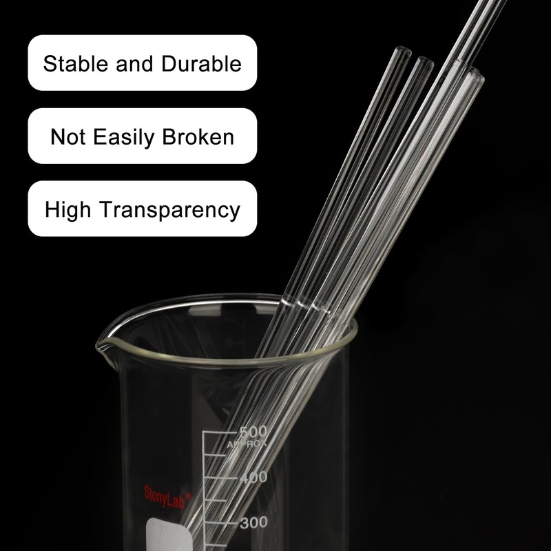 stonylab Glass Stirring Rods, 300 mm Long Borosilicate Glass Rods
