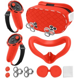 Silicone Cover Set Compatible with Meta/Oculus Quest 3s Accessories, Silicone Face Cover, Controller Grip Cover, Camera Lens Protector, VR Shell Cover, Protective Lens Cover, Not Fit Quest 3