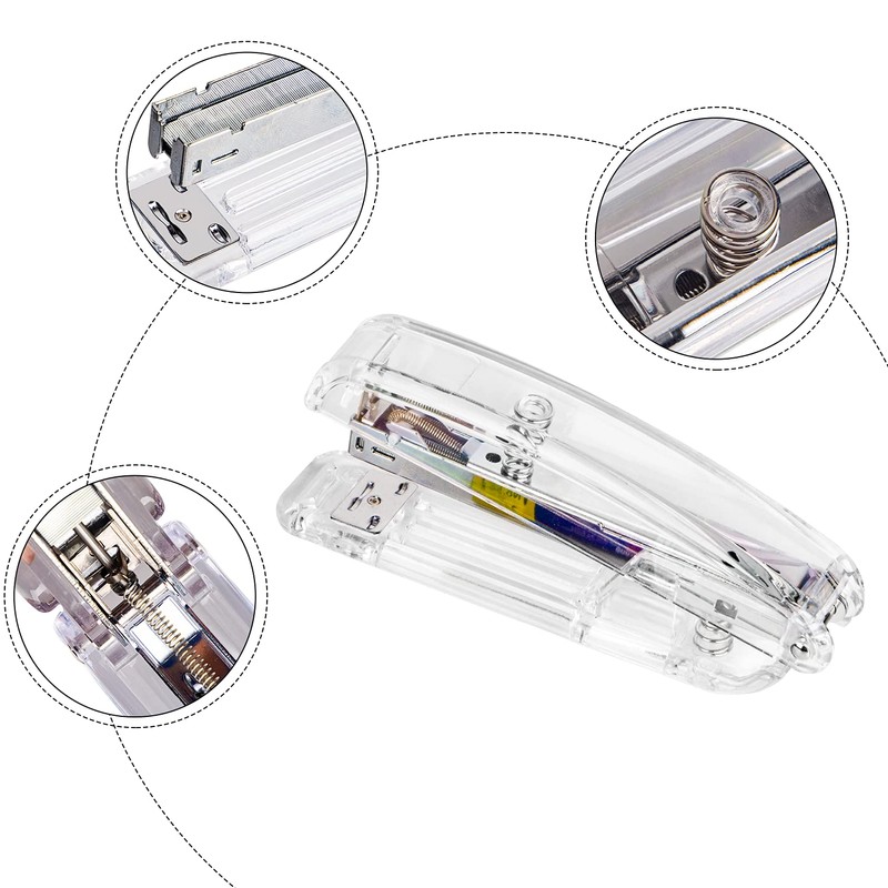 Transparent Acrylic Stapler for Office, Clear Staplers for Desk, Silver