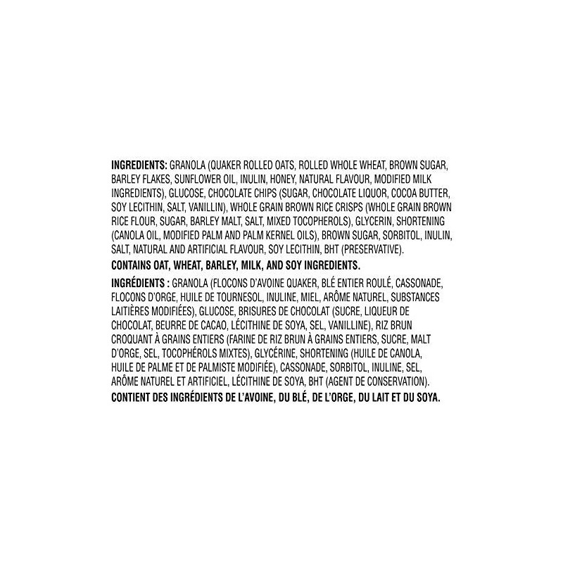 Quaker Chewy Chocolate Chip Granola Bars 40 Count Peanut Free