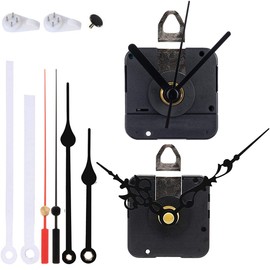 2 Pack Non Ticking Wall Clock Movements Mechanism with 4 Pack Hands Quartz Motor Kit DIY Repair Parts Replacement, 15/32 Inch Maximum Dial Thickness, 7/8 Inch Total Shaft Length