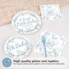96 Pcs Blue Bear Baby Shower Toile De Jouy Party