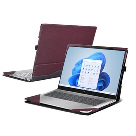 VEVOOD Laptop Cover for HP 17s / 17-cp / 17z / Envy 17-cr / 17t / 17-ch / 17.3" - All-Inclusive Drop-Proof Case with PU Leather Inner Pocket (17.3" Wine Red)