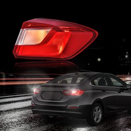 G-PLUS Tail Light w/Bulbs & Wiring Harness Red Lens Compatible with Chevy Cruze LS LT LTZ Premier 4-Door Sedan 2016 2017 2018 2019 Rear Brake Lamp Chrome Housing Right Passenger Side