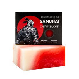 MEDUNA Samurai Cherry Blood Exfoliating Soap Men Men's Natural Shower Soap, Natural Cosmetics, Natural Soap, 100 g, No Chemical Additives, Vegan, Cruelty Free