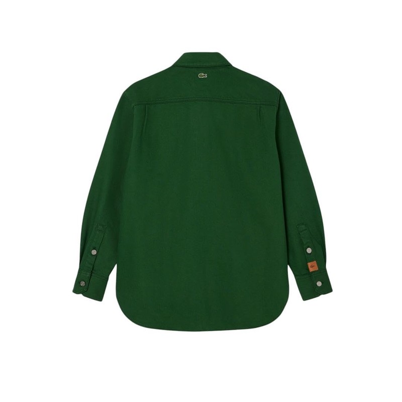 Lacoste Women's Relaxed Fit Denim Overshirt, Green, 10