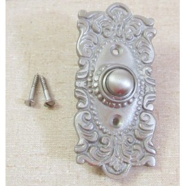 House of Antique Hardware NEW Victorian Decorative Cast Brass Doorbell Button, Brushed/Satin Nickel Finish