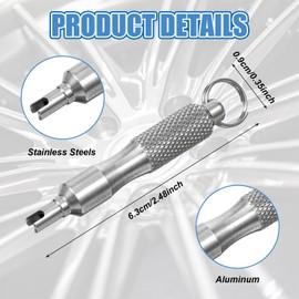 Tyqour Pack of 2 Valve Remover Tool, Bicycle Valve Disassembly Tool, Tyre Valve Repair Tool, Portable Valve Core Removal Tool, Silver Tyre Valve Remover for Presta and Schrader Valves