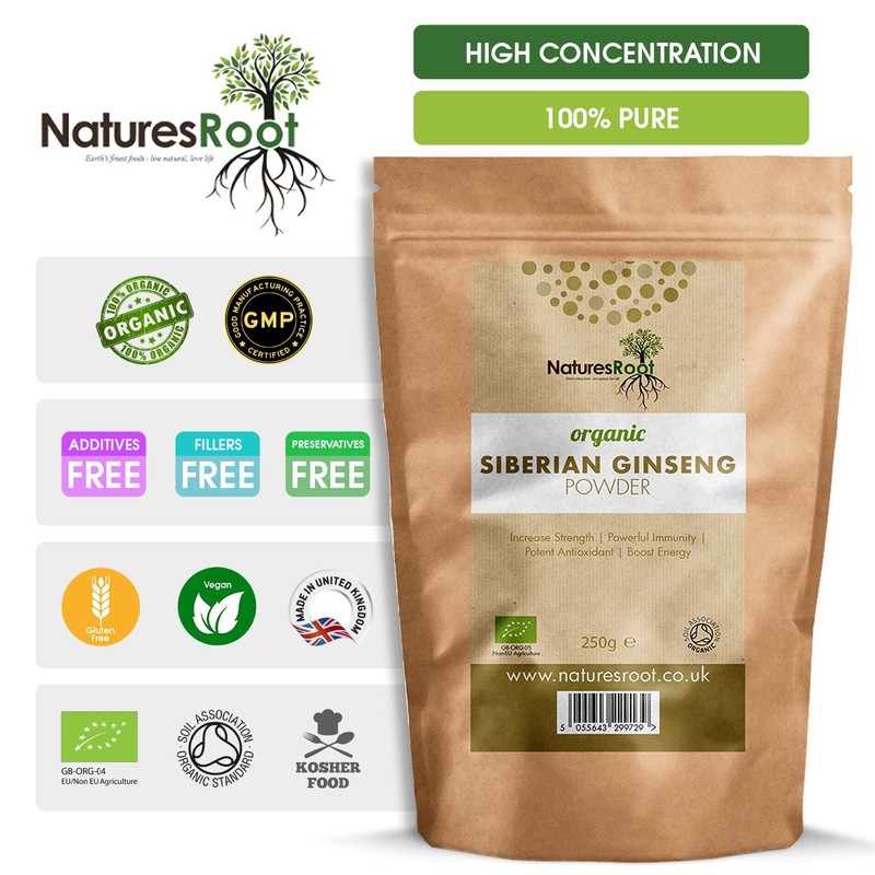 Natures Root Organic Siberian Ginseng Powder 500g - Boost Stamina