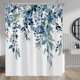 Baocicco Blue Eucalyptus Shower Curtain Spring Plant Watercolor Botanical Leaves Shower Curtains for Bathroom Home Bathtubs Waterproof Fabric Shower Curtain with Hooks 72x84 Inches