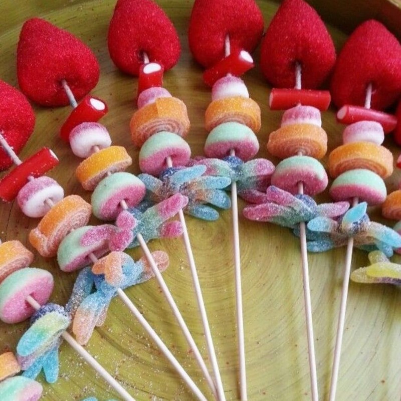 90 Brochetas de bambu, Palillos con punta Palo 30 cm